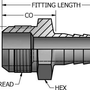 JIC 37° Solid Male Stem for 100R4 Hose