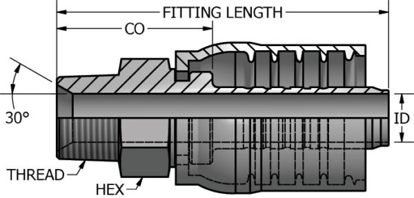 NPTF Solid Male Stem - 1Y Fittings for SAE 100R13 & SAE 100R15
