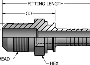 SAE 45° Solid Male Stem